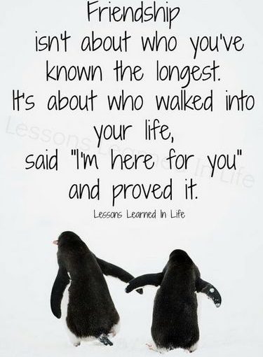 Friendship isn't about who you've known the longest. It's about who walked into your life, said "I'm here for you" and proved it.